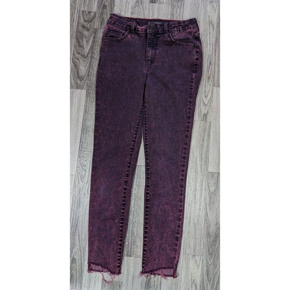 (3/$35) Wild Fable Womens Size 2 Black Red Fringe Hem Pockets Skinny Denim Jeans